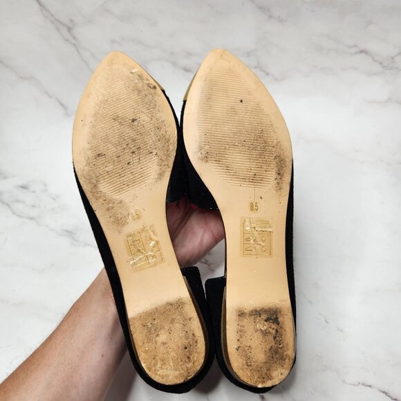 DV Dolce Vita Black Suede Flats Gold Toe Classic Ballet Slip-On Shoes 8.5 - Picture 7 of 9